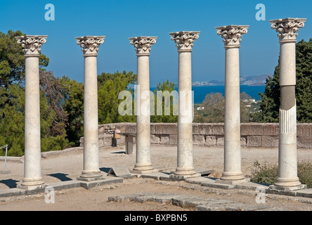 Korinthische Säulen bei f die Asklepie archäologische Stätte auf der Insel Kos, Griechenland Stockfoto