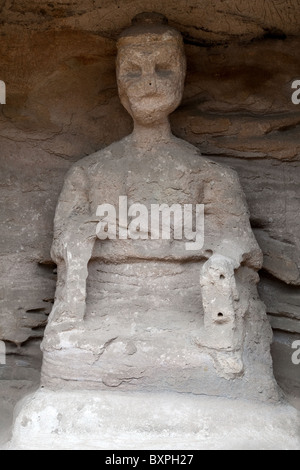 Höhle Nummer 4 - erodiert Buddha, Yungang Grotte, Cloud Ridge Höhle, buddhistische Steinskulpturen, nördlichen Wei Periode, Datong, China Stockfoto