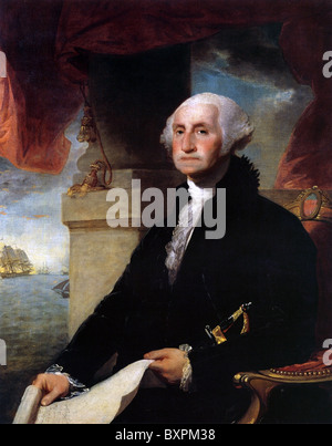 GEORGE WASHINGTON (1732-1799), erster Präsident der Vereinigten Staaten im Jahre 1797 von Gilbert Stuart gemalt Stockfoto