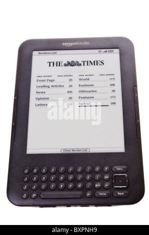 Amazon Kindle zeigen, eine Ausgabe der Zeitung The Times Stockfoto