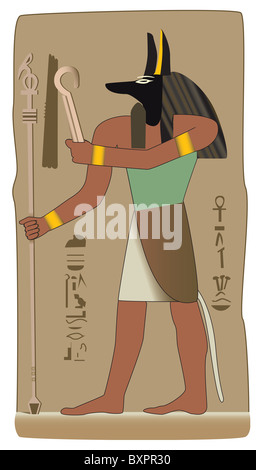 Anubis Gott in Vektor mit ägyptischen symbol Stockfoto