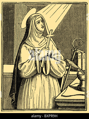 Heilige Hildegard von Bingen (1098 – 1179), christlicher Mystiker, deutscher Benediktiner Äbtissin, Visionär und Universalgelehrter Stockfoto