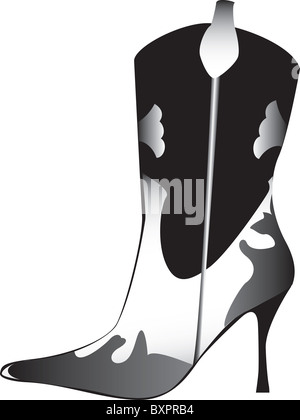 Seite anzeigen Illustration dekorative hohen Absätzen Womans Boot, isoliert auf weißem Hintergrund. Stockfoto