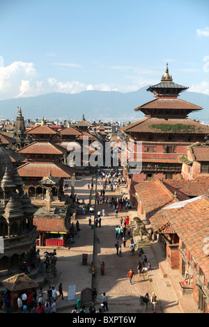 Ansichten des Durbar Square mit seinen charakteristischen Tempeln, Patan, Kathmandu-Tal, Nepal, Asien. Stockfoto