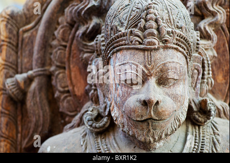 Granit Hanuman Statue. Angebetet Hindu indische Gottheit. Andhra Pradesh, Indien Stockfoto