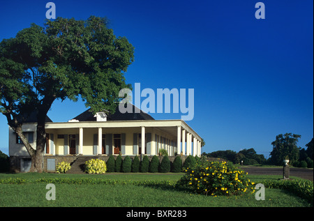 Riche En Eau, kolonialen Zuckerplantage oder Gutshof (1830) & Garten mit Baum & Sträucher, Mauritius Stockfoto