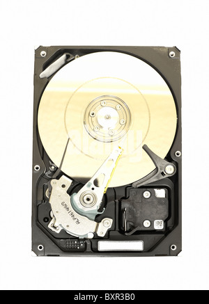 Innenseiten der Festplatte eines Computers Stockfoto