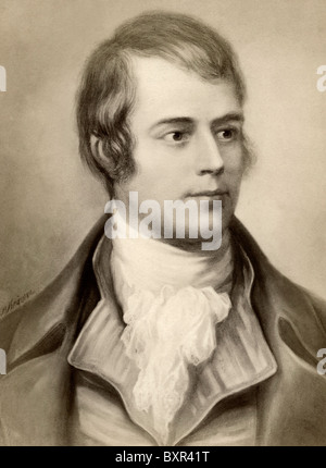 Porträt des schottischen Dichters Robert Burns (1759-1796) (c19th Eiweiss fotografieren of Painting) Stockfoto