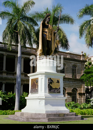Die Statue von König Kamehameha in der Innenstadt von Honolulu Stockfoto