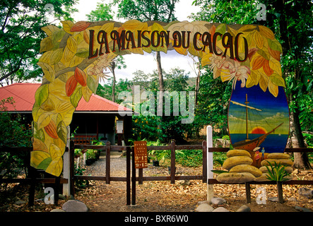 Haus der Kakao, La Maison du Cacao, Guadeloupe Nationalpark, Stadt von Le Grau-du-Roi, Le Grau-du-Roi, Basse-Terre, Guadeloupe, Französische Antillen, Frankreich Stockfoto