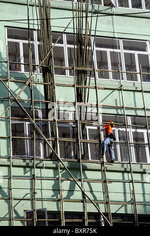 Bambus-Gerüst verwendet im Bauwesen in Hong Kong, China Stockfoto