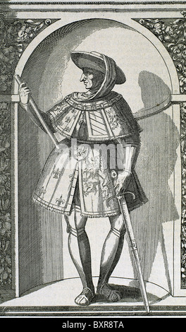 Philip III 'gut' (Dijon, 1396, Brügge, 1467). Herzog von Burgund (1419-1467), Sohn von Johann Ohnefurcht. Gravur. Stockfoto