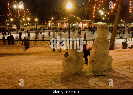 Weihnachten-Eisbahn am Froschteich, The Common, Boston, Ma, USA Stockfoto