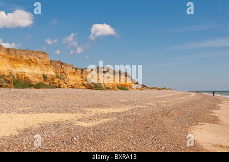 Die Klippe zeigt Küstenerosion am Strand in Benacre, Suffolk, England, Großbritannien, Uk Stockfoto