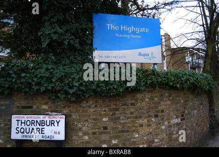 Einen Überblick über die BUPA Highgate-Pflegeheim in Highgate, Nord-London, Vereinigtes Königreich Stockfoto