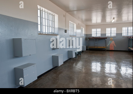 Zimmer im Studentenwohnheim in Robben Island Hochsicherheitsgefängnis, Cape Town, Südafrika Stockfoto