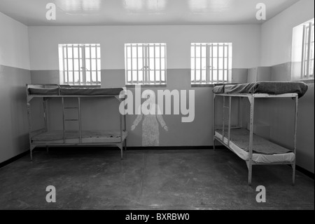 Zimmer im Studentenwohnheim in Robben Island Hochsicherheitsgefängnis, Cape Town, Südafrika Stockfoto