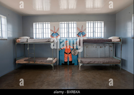 Zimmer im Studentenwohnheim in Robben Island Hochsicherheitsgefängnis, Cape Town, Südafrika Stockfoto