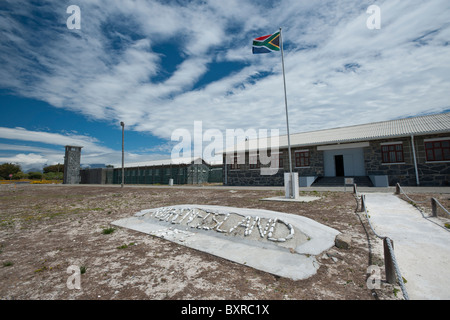 Haupteingang zum politischen Gefangenen Flügel, Robben Island Hochsicherheitsgefängnis, Cape Town, South Africa Stockfoto