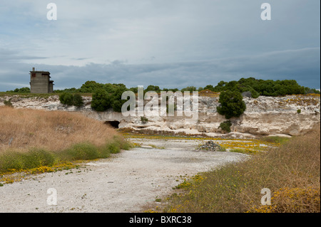 Kalksteinbruch, wo politische Gefangene einschließlich Nelson Mandela waren gezwungen, Arbeit Zwangsarbeit auf Robben Island. Cape Town Stockfoto