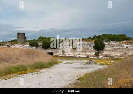 Kalksteinbruch, wo politische Gefangene einschließlich Nelson Mandela waren gezwungen, Arbeit Zwangsarbeit auf Robben Island. Cape Town Stockfoto