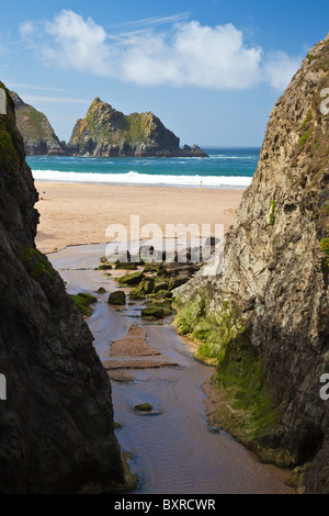 Holywell Bucht, in der Nähe von Newquay, North Cornwall, England UK Stockfoto