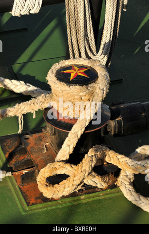 Seile auf Natchez Riverboat, Mississippi River, New Orleans, Louisiana Stockfoto