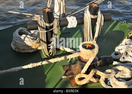 Seile auf Natchez Riverboat, Mississippi River, New Orleans, Louisiana Stockfoto