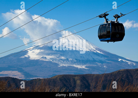 Hakone Seilbahn betreibt in einminütigen Abständen zwischen "Gondeln" und die 30-minütige Fahrt von Sounzan nach Togendai Station Stockfoto