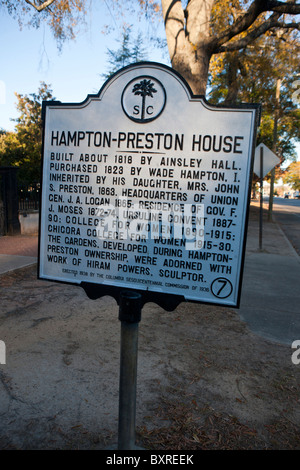 HAMPTON-PRESTON Haus über 1818 von Ainsley Halle gebaut. 1823 von Wade Hampton gekauft Stockfoto