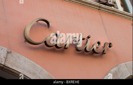 Cartier-Schild an der Via Dei Condotti in Rom, Italien Stockfoto