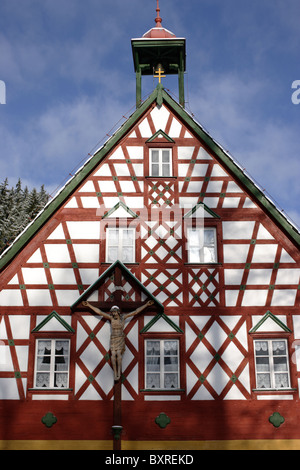 Fachwerkhäusern Brezova-West-Böhmen-Tschechien-Europa Stockfoto