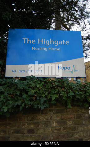 Einen Überblick über die BUPA Highgate-Pflegeheim in Highgate, Nord-London, Vereinigtes Königreich Stockfoto