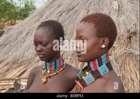 Junge Hamar Frauen, Omo-Tal, Südliches Äthiopien-Afrika Stockfoto