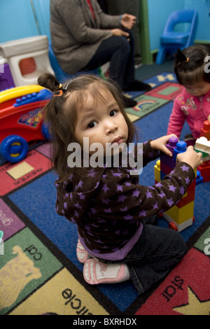 Kindergarten und Pre-K-Programm im Stadtteil sehr multikulturellen Kensington in Brooklyn, New York. Stockfoto