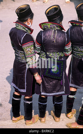 Black Hmong Mädchen. Sapa, Lao Cai Provinz, Nord-Vietnam. Stockfoto