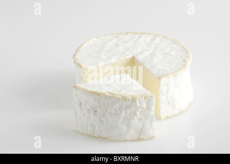 Runde und Scheibe Französisch Savarin Kuhmilchkäse Stockfoto