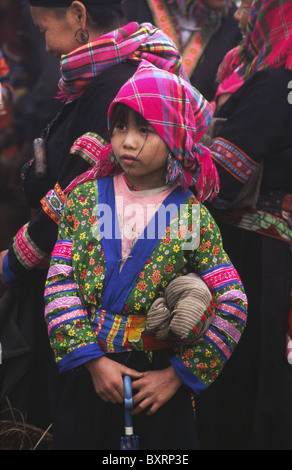 Hmong-Minderheit-Mädchen. Sinhoe, Lai Chau Provinz, Nord-Vietnam. Stockfoto