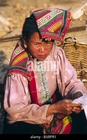 Schwarze Tai Minderheit Frau. Son La, Vietnam. Stockfoto