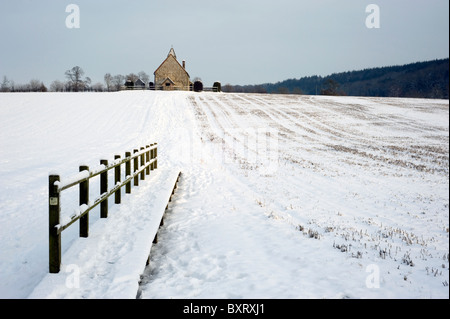 st huberts Kirche im Schnee idsworth chalton hampshire england Stockfoto