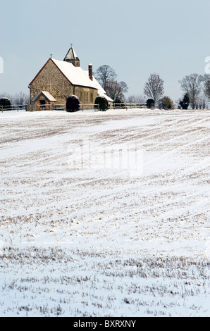 st huberts Kirche im Schnee idsworth chalton hampshire england Stockfoto