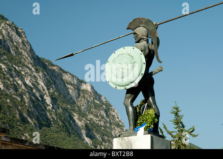 Statue von König Leonidas von Sparta, befindet sich in der Pass bei den Thermopylen, Griechenland Stockfoto