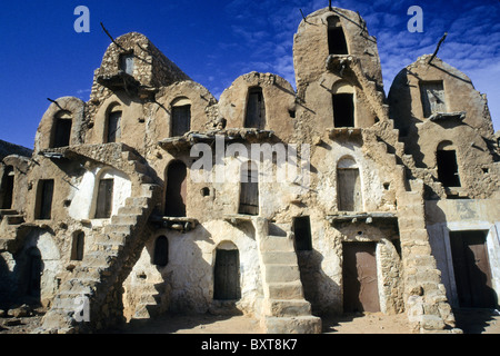 Ghorfas in Ksar (kommunale befestigte Getreidespeicher), Ksar Ouled Soltane, Tunesien Stockfoto