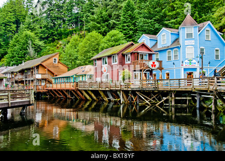 Historische "Creek Street", bekannt aus den Tagen des Goldrausches Alaskan, Ketchikan, Alaska, USA Stockfoto