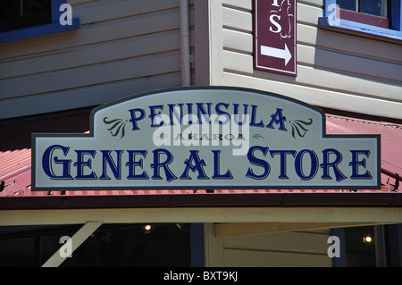 Halbinsel Gemischtwarenladen, Rue Lavaud, Akaroa, Banken Halbinsel, Canterbury, Neuseeland Stockfoto