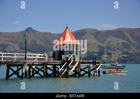 Dalys Wharf, Französisch Bay, Akaroa, Banks Peninsula, Canterbury Region, Neuseeland Stockfoto