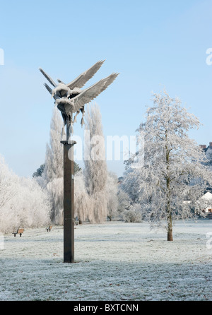 Winter am Flussufer bei Ross-on-Wye Stockfoto