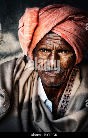Alten indischen Mann Porträt. Andhra Pradesh, Indien Stockfoto