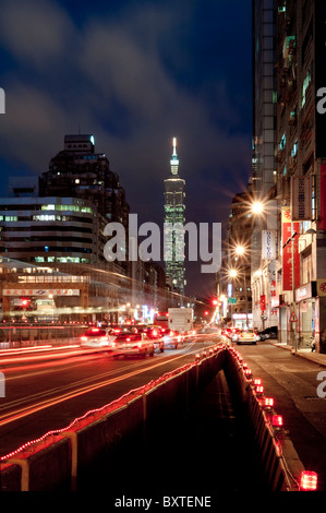 Asien, Taiwan, Taipei 101 Abenddämmerung inzwischen 2009 Stockfoto