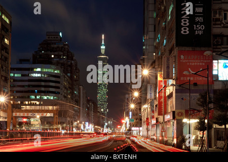 Asien, Taiwan, Taipei 101 Abenddämmerung inzwischen 2009 Stockfoto